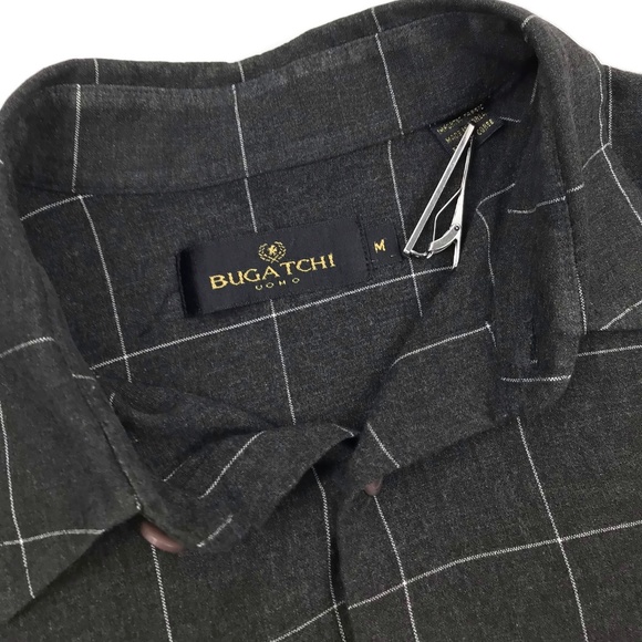Bugatchi Uomo Charcoal Shirt Size Medium Rayon Sz - Picture 5 of 8